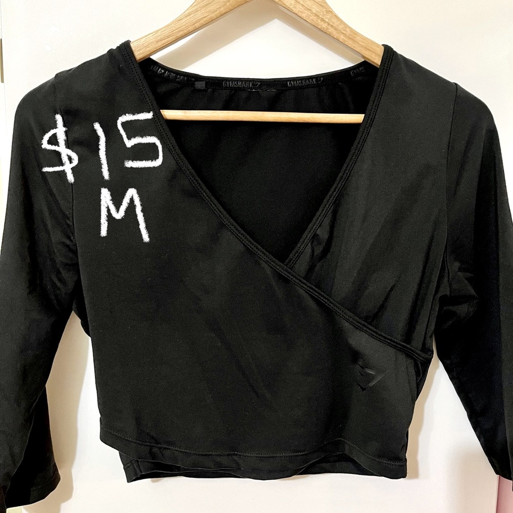 Gymshark black ballet style crop top